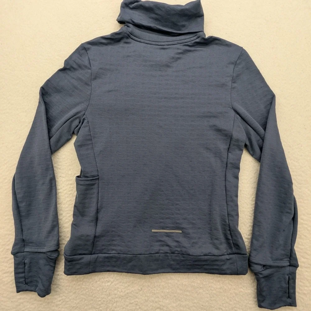 Nike Pullover Womens XS‎ Therma-Fit Running Sweatshirt Mock Neck Thumbholes Gray